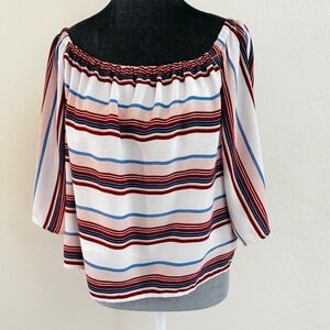LUCCA‎ Off The Shoulder Striped Bardot Blouse Top Women's Size L